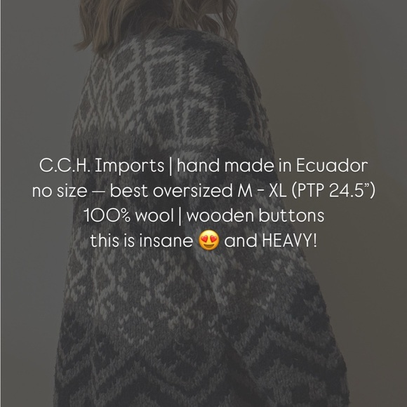 🎱 Vintage ONE OF A KIND handmade in Ecuador wool cardigan - Picture 8 of 8